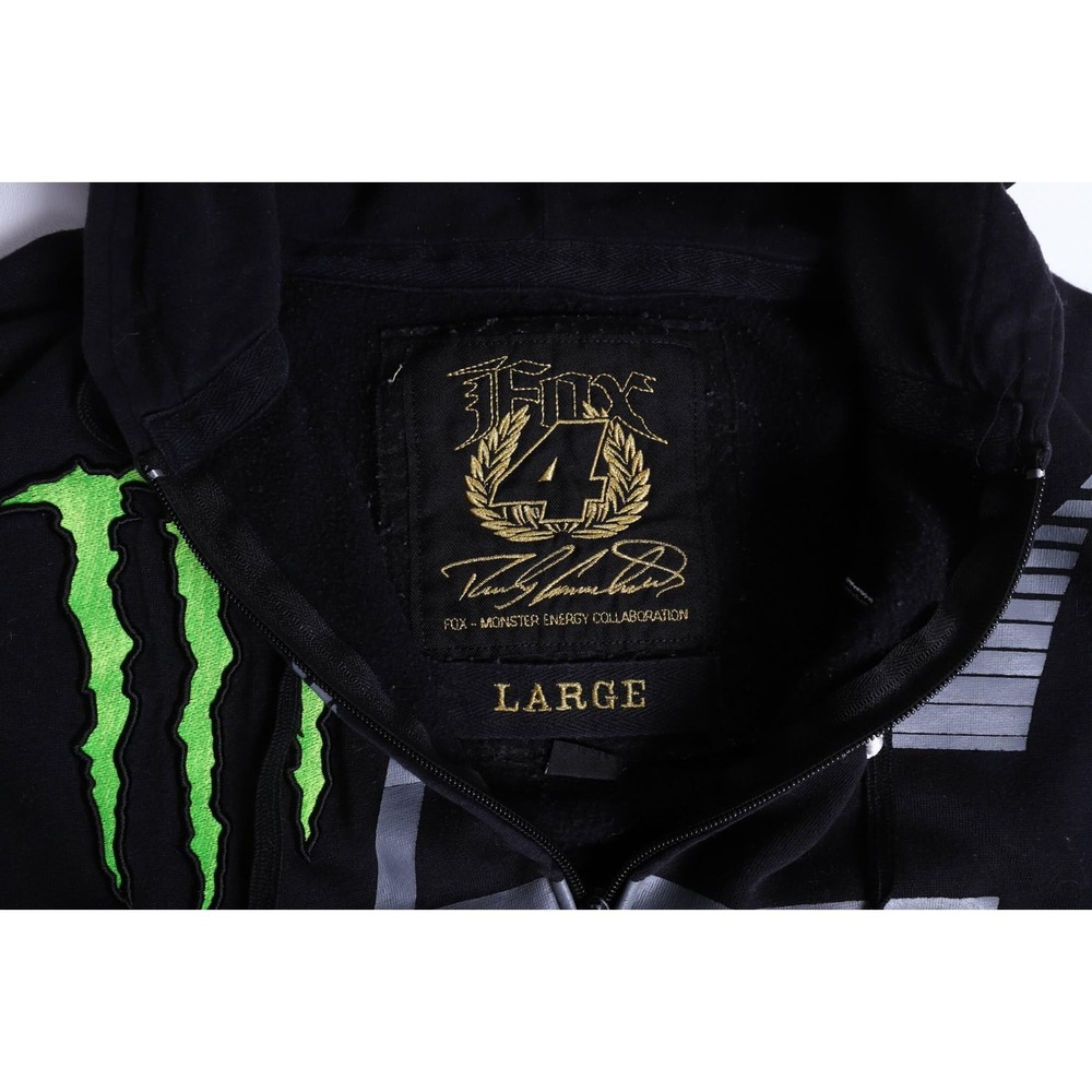 Fox Racing Monster Energy Ricky Carmichael Hoodie Mens Large Black Zip Up RC4 - Picture 4 of 8